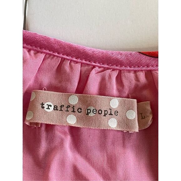 Traffic People Women's Chain Print Raglan Sleeve Tunic Top Red & Pink Size Large - Picture 3 of 5